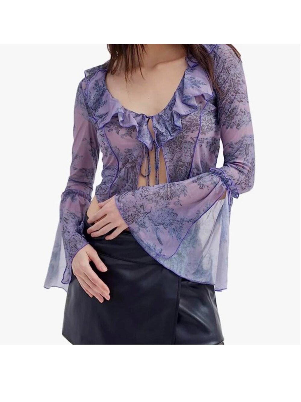 Urban Outfitters Gossamer Flyaway Crop Top, S Lavender/Lilac